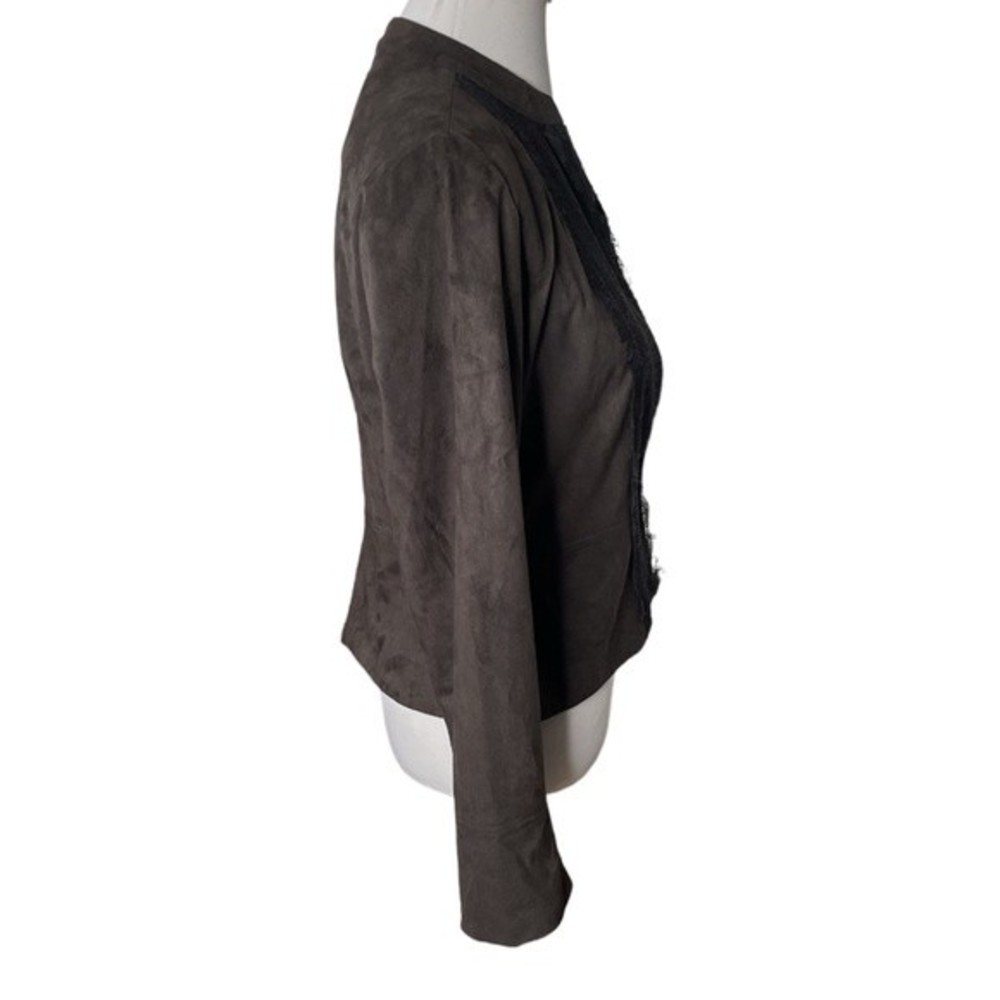 Nanette Lepore Faux Suede Lace Jacket Black Size 6 - Picture 3 of 8